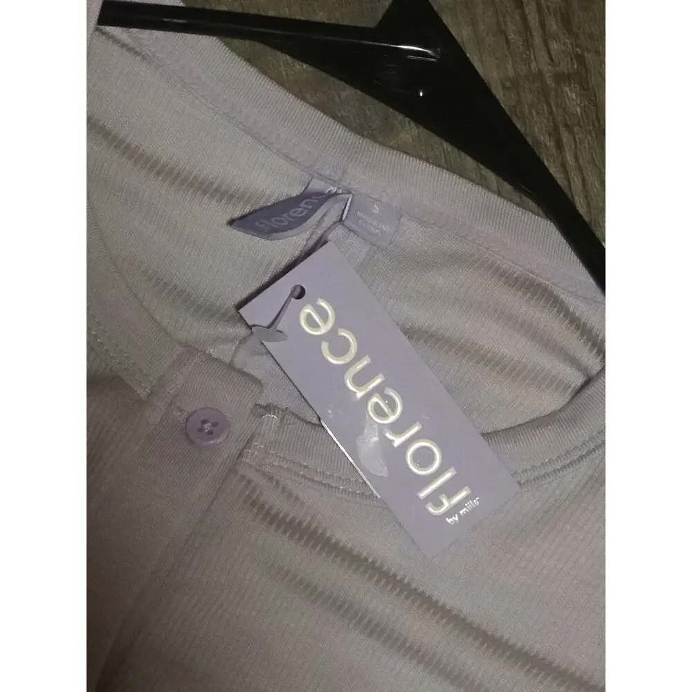 Florence by Mills Romper Small Lavender Purple Long Sleeve Button Front Ribbed - Picture 2 of 5